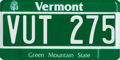 VT license plate VUT275