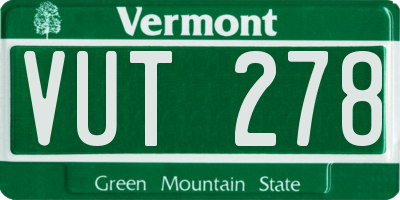 VT license plate VUT278