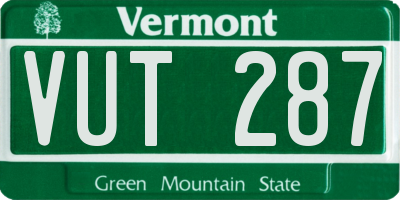 VT license plate VUT287