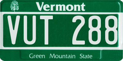 VT license plate VUT288