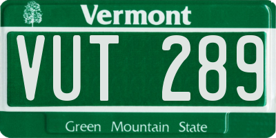 VT license plate VUT289