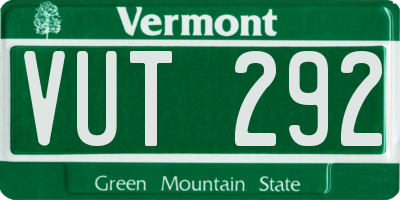 VT license plate VUT292