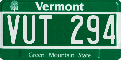 VT license plate VUT294