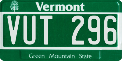 VT license plate VUT296