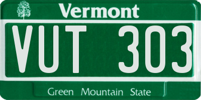 VT license plate VUT303
