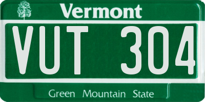 VT license plate VUT304
