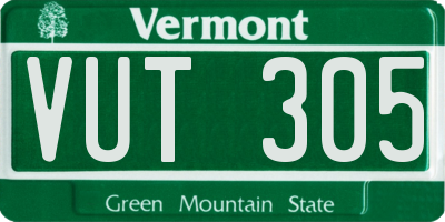 VT license plate VUT305