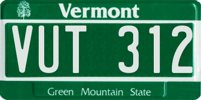 VT license plate VUT312