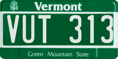 VT license plate VUT313