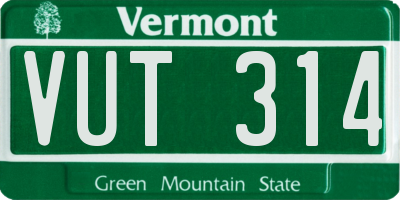 VT license plate VUT314