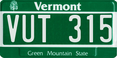 VT license plate VUT315