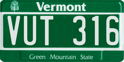 VT license plate VUT316