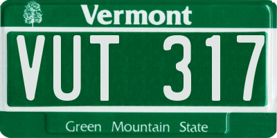 VT license plate VUT317