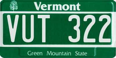 VT license plate VUT322