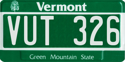 VT license plate VUT326