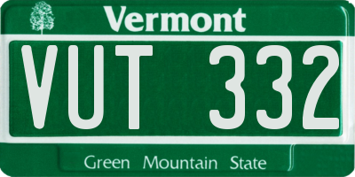 VT license plate VUT332