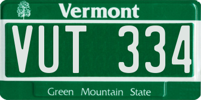 VT license plate VUT334