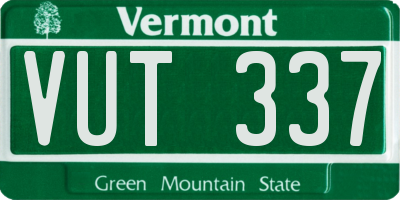 VT license plate VUT337
