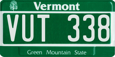 VT license plate VUT338
