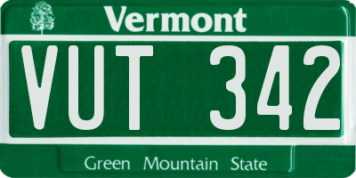 VT license plate VUT342