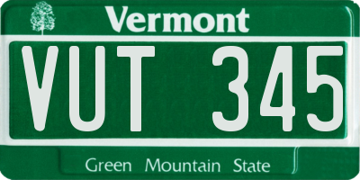 VT license plate VUT345