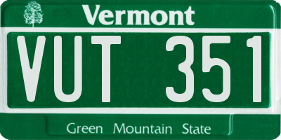 VT license plate VUT351