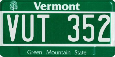 VT license plate VUT352