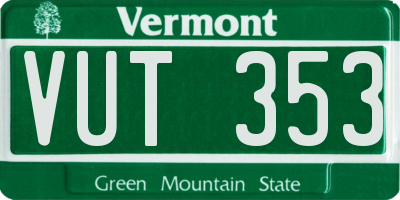 VT license plate VUT353