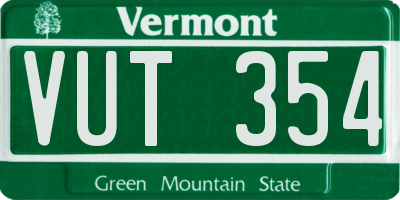 VT license plate VUT354