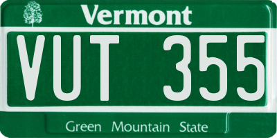 VT license plate VUT355