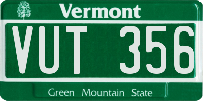 VT license plate VUT356