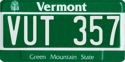 VT license plate VUT357