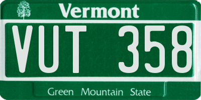 VT license plate VUT358