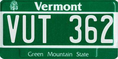 VT license plate VUT362
