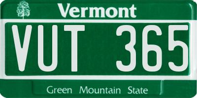 VT license plate VUT365