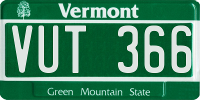 VT license plate VUT366