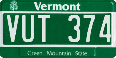 VT license plate VUT374