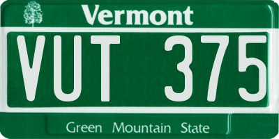 VT license plate VUT375