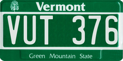VT license plate VUT376