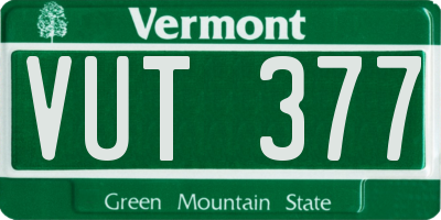 VT license plate VUT377