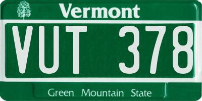 VT license plate VUT378