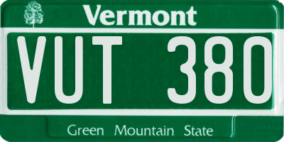 VT license plate VUT380