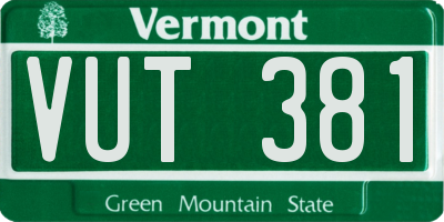 VT license plate VUT381