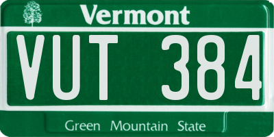 VT license plate VUT384