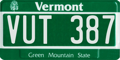 VT license plate VUT387