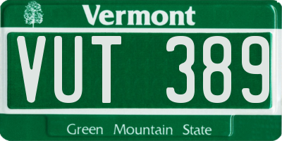 VT license plate VUT389