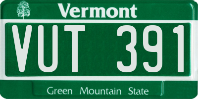 VT license plate VUT391