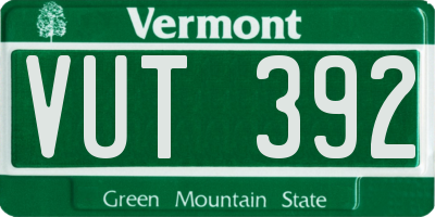 VT license plate VUT392