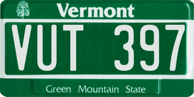 VT license plate VUT397