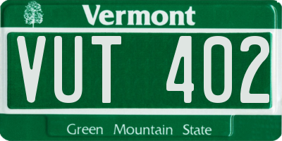 VT license plate VUT402